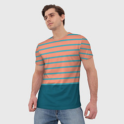 Футболка мужская Полосатый мандариновый морской рассвет, цвет: 3D-принт — фото 2