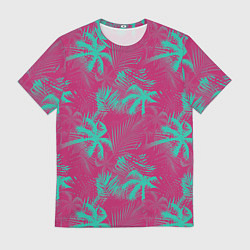 Футболка мужская Palm pink light blue, цвет: 3D-принт