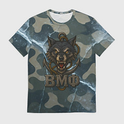 Мужская футболка ВМФ волк на камуфляже