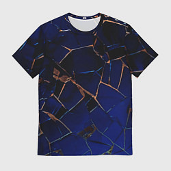 Футболка мужская Тёмный синий абстракция битые плиты, цвет: 3D-принт