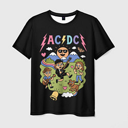 Футболка мужская ACDC, мультяшный стиль, цвет: 3D-принт