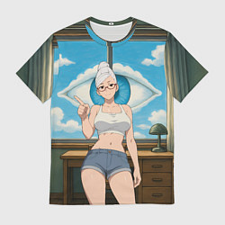 Мужская футболка Dandadan Seiko в комнате указывает