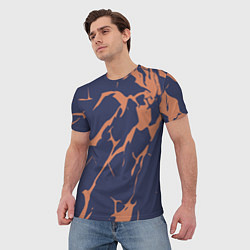 Футболка мужская Разломы на синем, цвет: 3D-принт — фото 2