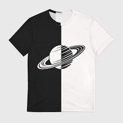 Мужская футболка Сатурн черно-белый
