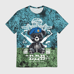 Футболка мужская Медведь десантник на фоне флага ВДВ, цвет: 3D-принт