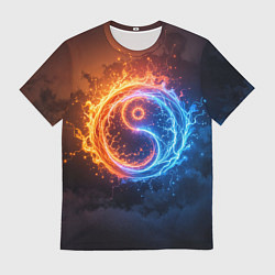 Мужская футболка Инь ян огонь и лёд