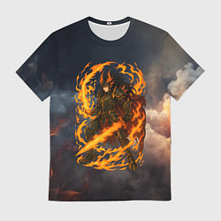 Мужская футболка Герой аниме дракон с огненным мечем