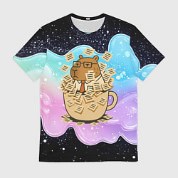 Мужская футболка Менеджер капибара в кружке в стикерах