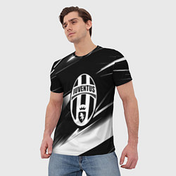 Футболка мужская Juventus geometry stripes black, цвет: 3D-принт — фото 2