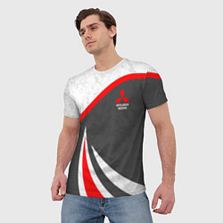 Футболка мужская Mitsubishi - красный и серый, цвет: 3D-принт — фото 2