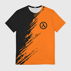 Мужская футболка Half Life - black and orange
