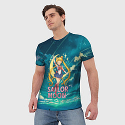 Футболка мужская Sailor Moon на фоне неба, цвет: 3D-принт — фото 2