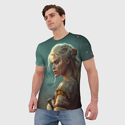 Футболка мужская Цири на фоне искр, цвет: 3D-принт — фото 2