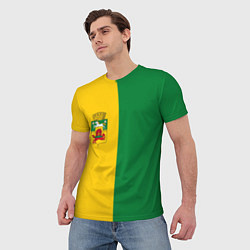 Футболка мужская Новокузнецк, зелёно-жёлтый, герб и надпись на спин, цвет: 3D-принт — фото 2