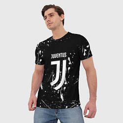 Футболка мужская Juventus брызги красок текстура, цвет: 3D-принт — фото 2
