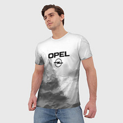Футболка мужская Opel на сером абстрактном фоне, цвет: 3D-принт — фото 2