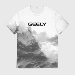 Мужская футболка Geely на сером абстрактном фоне