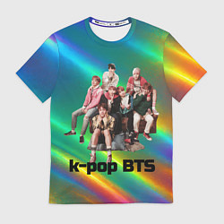 Мужская футболка BTS радужный блестящий фон