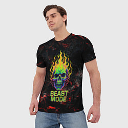 Футболка мужская Beast mode череп, цвет: 3D-принт — фото 2