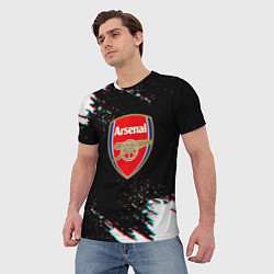Футболка мужская Арсенал краски глитч текстура, цвет: 3D-принт — фото 2