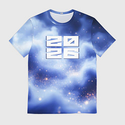 Мужская футболка 2026 сине-голубая дымка