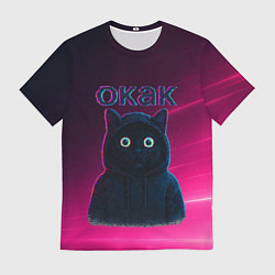 Мужская футболка Окак мем с черным котом