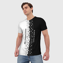 Футболка мужская Под лежачий камень бело-черный арт, цвет: 3D-принт — фото 2