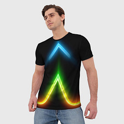 Футболка мужская Neon multicolored lines, цвет: 3D-принт — фото 2