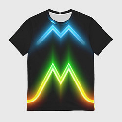 Мужская футболка Neon multicolored lines