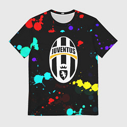 Мужская футболка Ювентус брызги красок неон