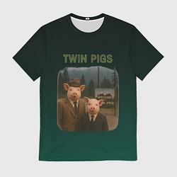 Мужская футболка Twin Pigs пародия