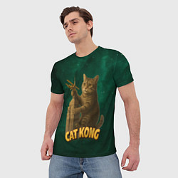 Футболка мужская Cat Cong пародия на Кинг Конг, цвет: 3D-принт — фото 2