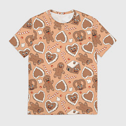 Футболка мужская Паттерн с новогодним печеньем, цвет: 3D-принт