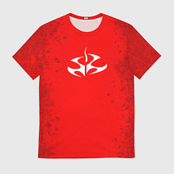 Мужская футболка Белая эмблема hitman на красном