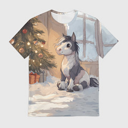 Футболка мужская Лошадка у елки, цвет: 3D-принт