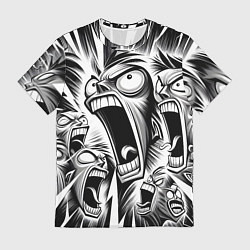 Мужская футболка Орущие рожицы и чёрные молнии - нейроарт
