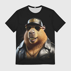 Мужская футболка Капибара в бейсболке