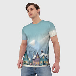 Футболка мужская Новогодние дома, цвет: 3D-принт — фото 2