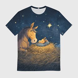 Мужская футболка Лошадка спит с жеребенком