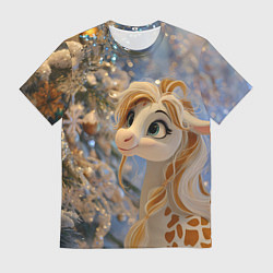 Мужская футболка Новогодняя лошадка в крапинку