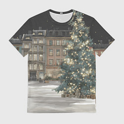 Мужская футболка Елка во дворе