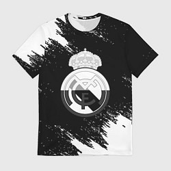 Мужская футболка Реал Мадрид черно белые краски
