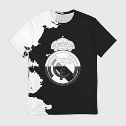 Футболка мужская Реал Мадрид черно белые краски, цвет: 3D-принт
