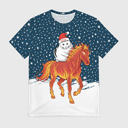 Мужская футболка Кот Бендер и огненный конь - 2026