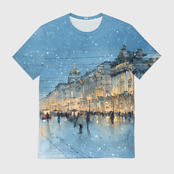 Мужская футболка Снежный вечер Санкт-Петербурга