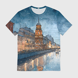 Мужская футболка Санкт-Петербург зимний город