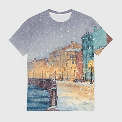 Футболка мужская Санкт-Петербург - снегопад, цвет: 3D-принт