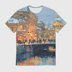 Мужская футболка Снежный вечер в Питере