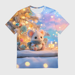 Футболка мужская Новогодняя милая мышка, цвет: 3D-принт