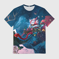 Мужская футболка Санта с динозавром